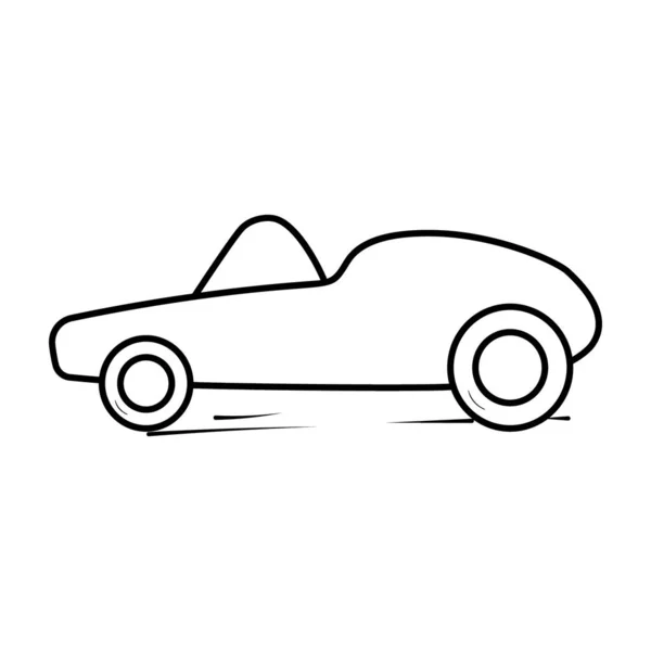 Cartoon Hand Tekening Pictogram Speelgoed Auto Lijn Vector Stijl — Stockvector