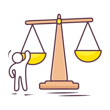 Adalet ölçeği, beyaz arkaplanda izole edilmiş düz simge, yargı vektörü 