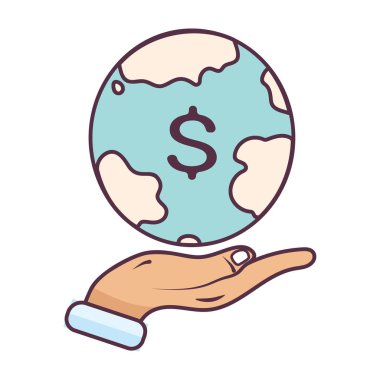 Uluslararası iş, el ele tutuşmalar, düz stil vektörü