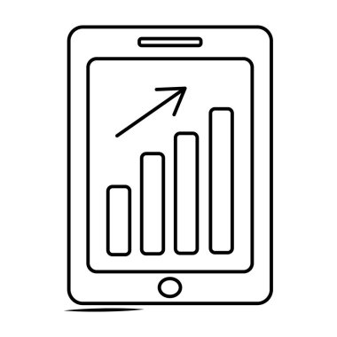 Ticari bilgi grafikleri, çevrimiçi grafik, mobil veri satırı düzenlenebilir simgesi için mobil büyüme grafiği 