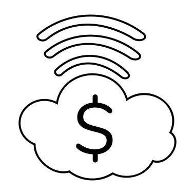 Çevrimiçi iş ve finans için çevrimiçi bulut vektörü tasvir eden bulut üzerindeki sinyaller 