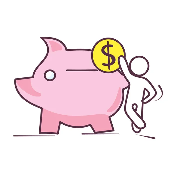 Banco Piggy Ícone Estilo Plano Economia Acumulação Dinheiro — Vetor de Stock