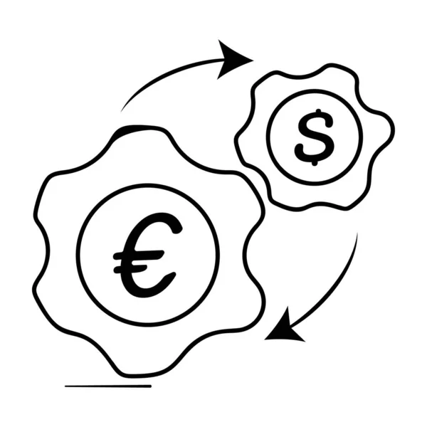 Troca Dólares Com Euro Projeto Ícone Linha Conversor Moeda — Vetor de Stock