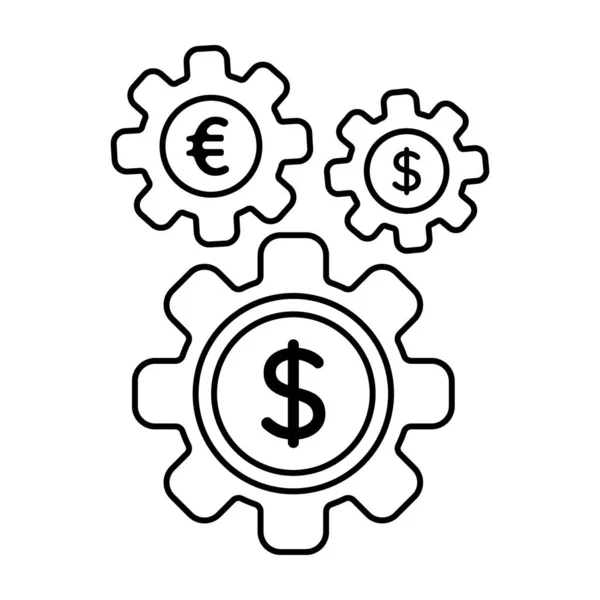 Dólar Dentro Cogwheel Vetor Editável Linha Ajuste Negócios —  Vetores de Stock
