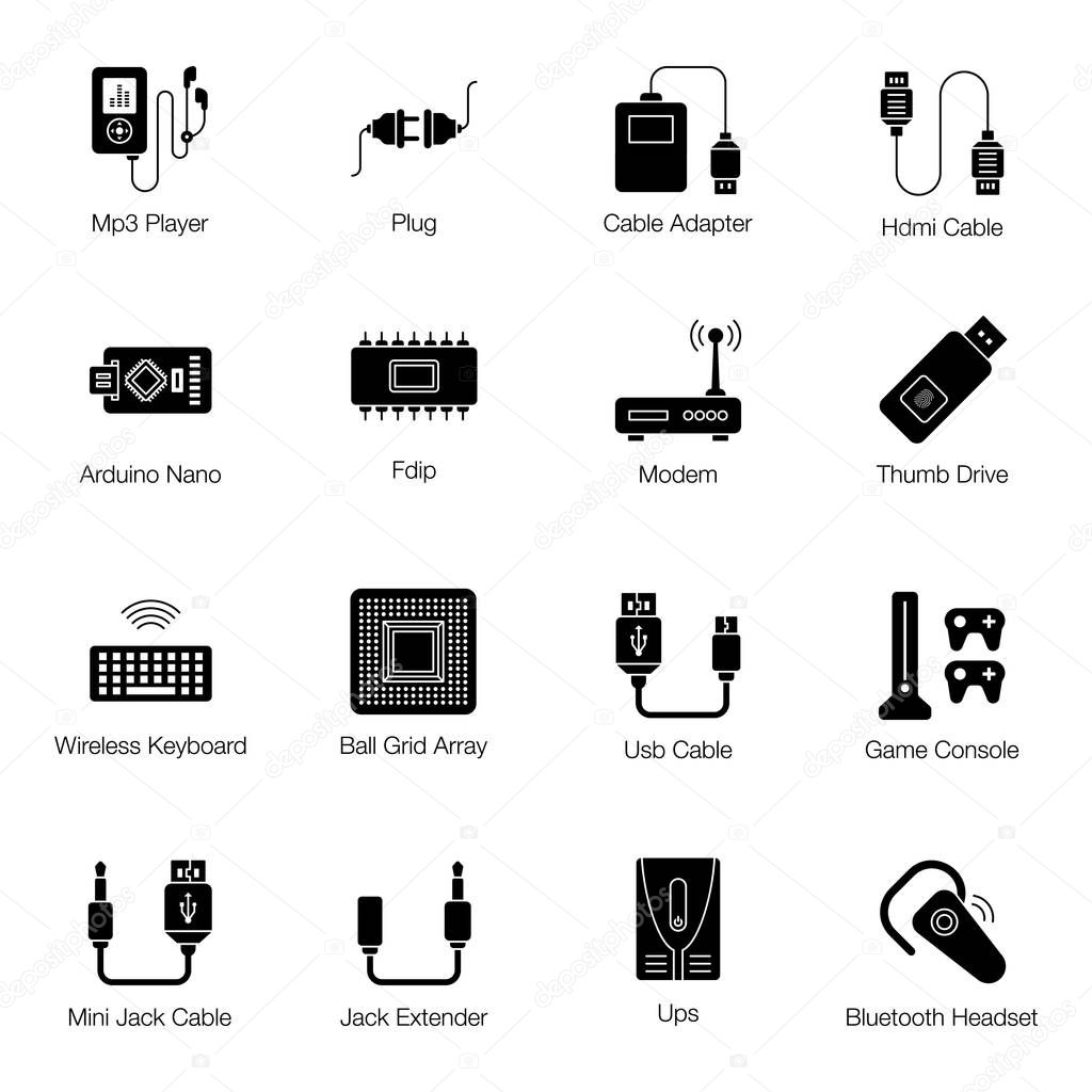 Computer hardware glyph icons pack. We are bringing a technologically creative and editable pack. Grab this pack by clicking on download link