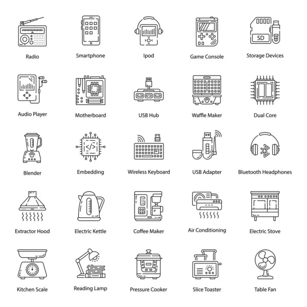 Presenting Collection Household Appliances Gadget Device Editable Icons Web Mobile — стоковый вектор