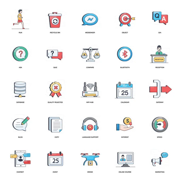 Hier Ist Eine Flache Bunte Icons Set Von Unternehmen Die — Stockvektor