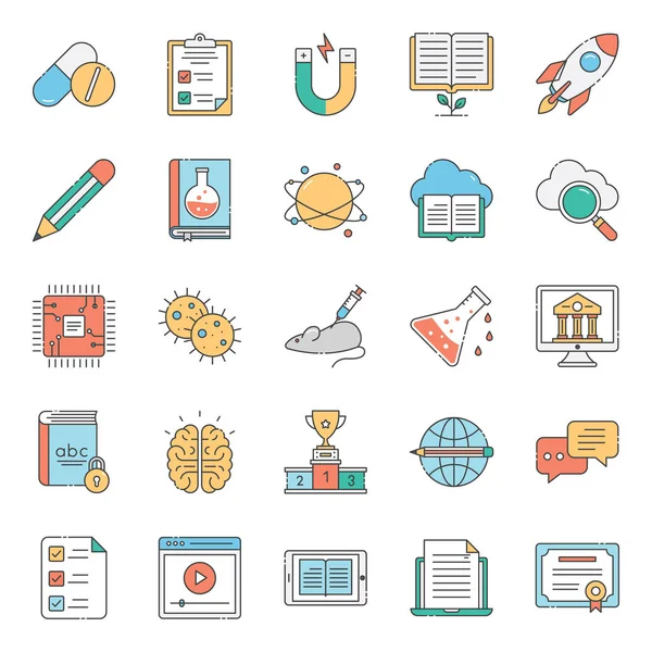 Here Bring You Amazing Collection Educational Accessories Flat Icons Vectors — Stock Vector