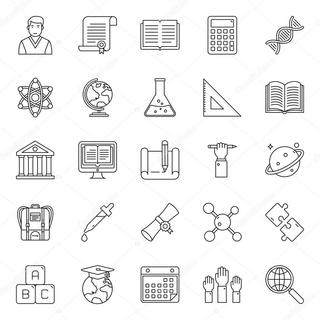 Here we bring you an amazing collection of educational accessories line icons. These vectors are perfect for educational design projects. Feel free to download!
