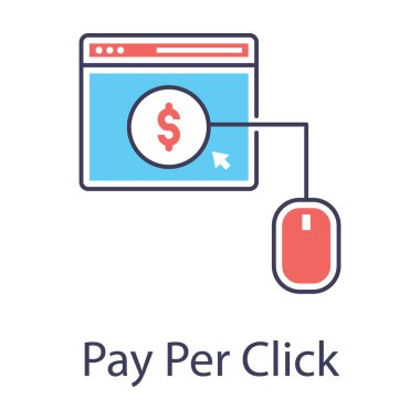 Düz tasarım ikonuna tıklayın başına ödeme 