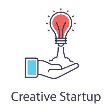 Parlak yenilikçi fikir, yaratıcı başlangıç vektörünün düz simgesi 