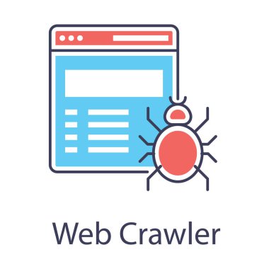 Siber uzay konsepti, düz dizaynlı web sürüngen simgesi 