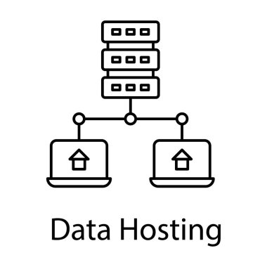 Veritabanı bağlı teknoloji, veri sunucu simge çizgisi vektörü 