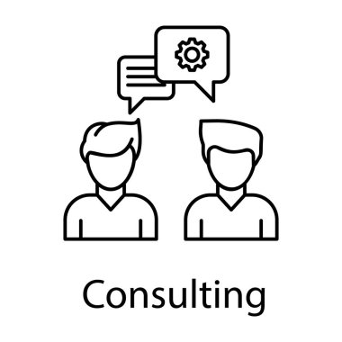 İnsanlar iletişim konsepti, satır tasarımında danışmanlık simgesi.