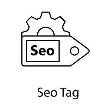 Seo ticari etiketi, satır tasarımında seo etiket simgesi 