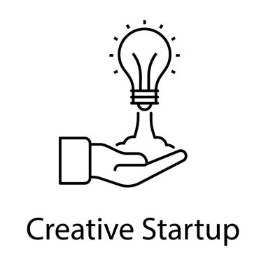 Parlak yenilikçi fikir, yaratıcı başlangıç vektörünün satır simgesi 