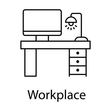 Ofis içi mobilyalar, iş yeri tasarımı simgesi 