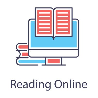 Öğrenci çalışma zamanı, çevrimiçi okuma simgesi düz stil 