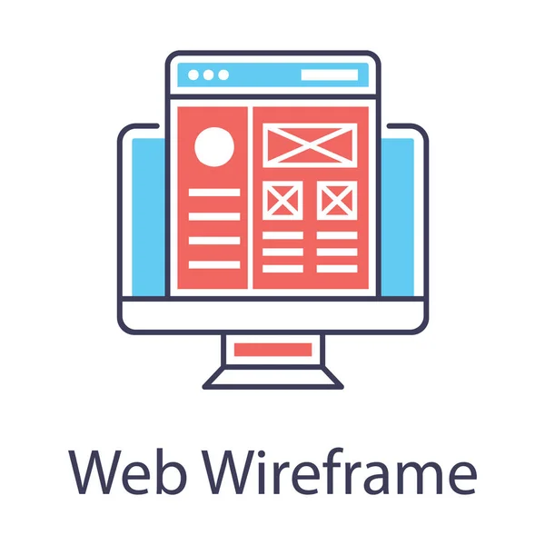 Interfejs Webowy Ikona Web Wireframe Konstrukcji Wektorowej Płaskiej — Wektor stockowy