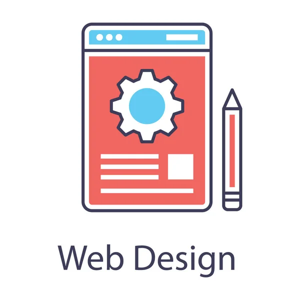 Potlood Met Web Configuratie Concept Web Design Icoon Platte Stijl — Stockvector