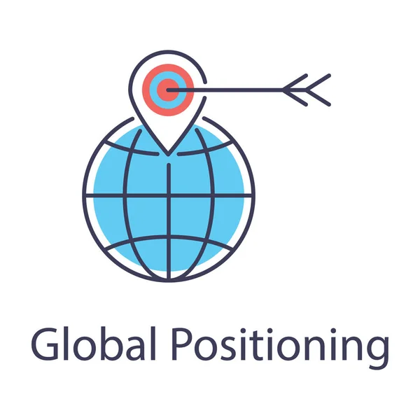 Plattegrond Wijzer Globe Global Positioning Icon Platte Vector Design — Stockvector
