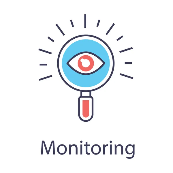 Cybersecurity Analyse Monitoring Icoon Plat Ontwerp — Stockvector