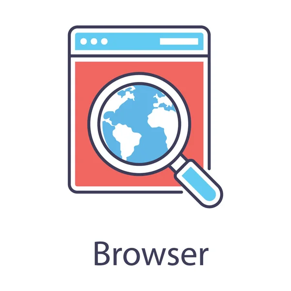 Seo Αναζήτηση Έννοια Εικονίδιο Web Browser Επίπεδη Σχεδίαση — Διανυσματικό Αρχείο