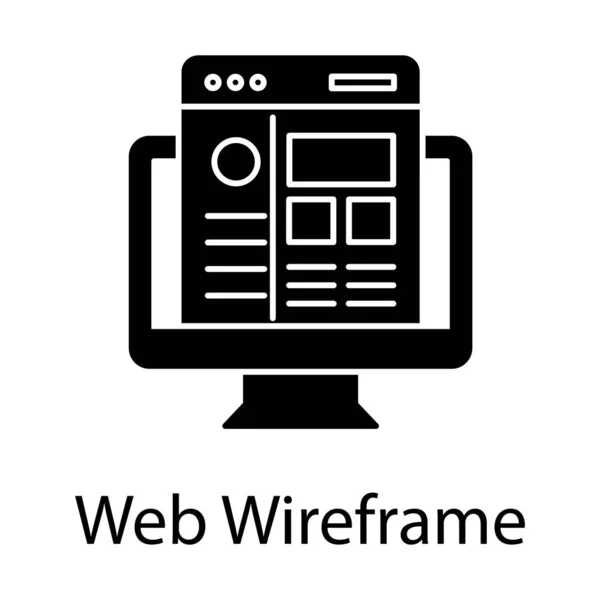 Interfaz Diseño Web Icono Marco Alambre Web Diseño Vectores Glifo — Archivo Imágenes Vectoriales