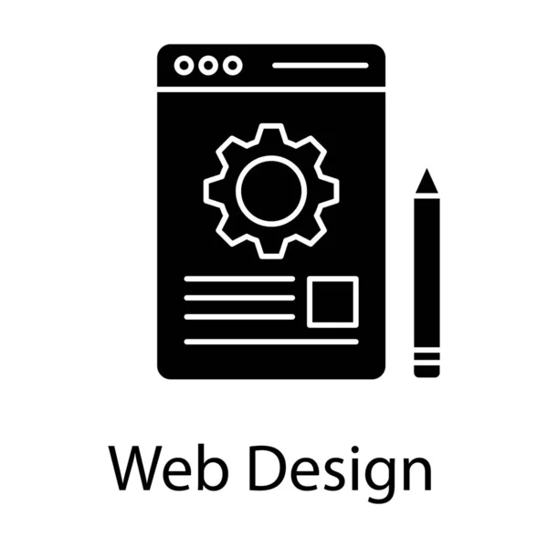 具有Web配置概念的铅笔 具有坚实风格的Web设计图标 — 图库矢量图片