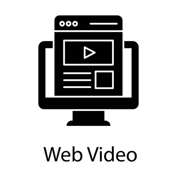 Online Tanulási Koncepció Web Video Ikon Kitöltött Design — Stock Vector