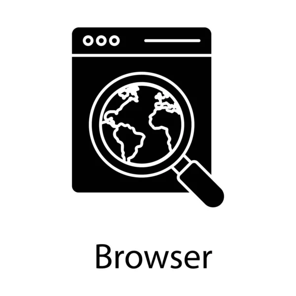 Concepto Búsqueda Seo Icono Del Navegador Web Diseño Sólido — Vector de stock