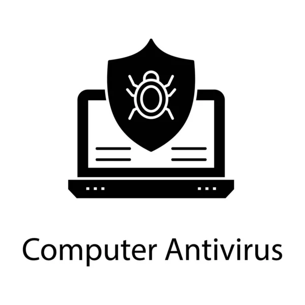 Concept Sécurité Web Icône Ordinateur Antivirus Vecteur Solide — Image vectorielle