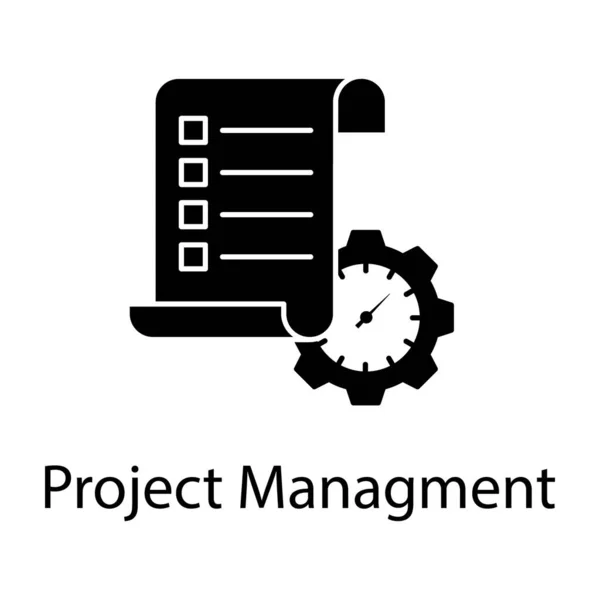 Lista Tareas Configuración Tiempo Icono Sólido Gestión Proyectos — Archivo Imágenes Vectoriales