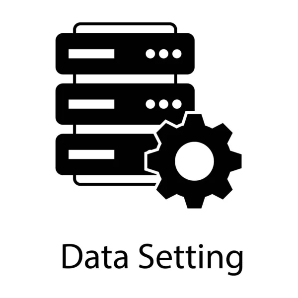 Configuración Base Datos Seo Vector Configuración Datos Estilo Glifo — Vector de stock