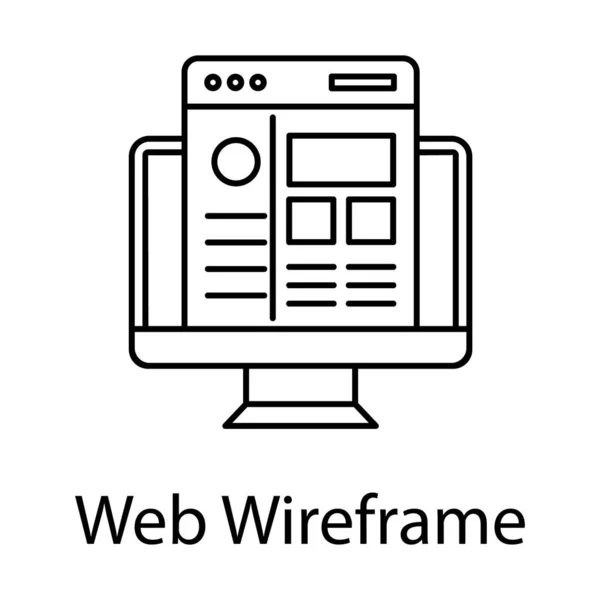 Interface Web Design Ícone Web Wireframe Design Vetor Linha — Vetor de Stock