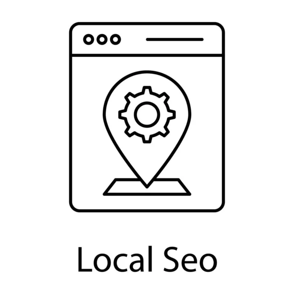 Configuração Localização Site Ícone Seo Local Design Linha — Vetor de Stock