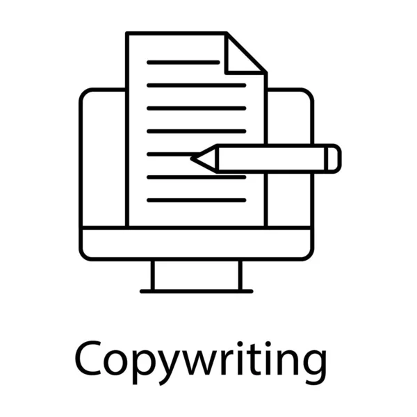 Writing Articles Blogging Concept Copywriting Vector Line Icon Style — Stock Vector