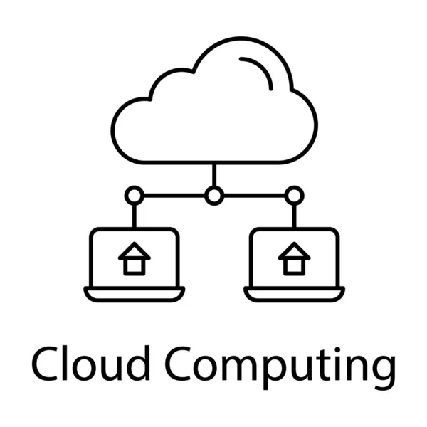 Serveur Données Cloud Technologie Connectée Vecteur Ligne Icône Cloud Computing — Image vectorielle