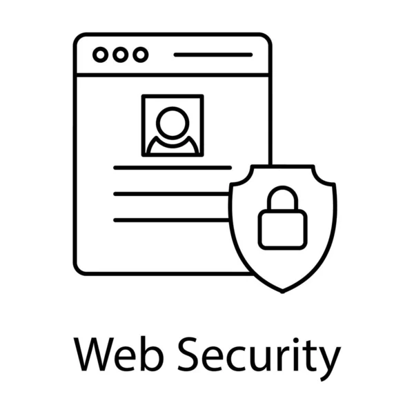Concepto Protección Web Icono Seguridad Web Diseño Línea — Archivo Imágenes Vectoriales