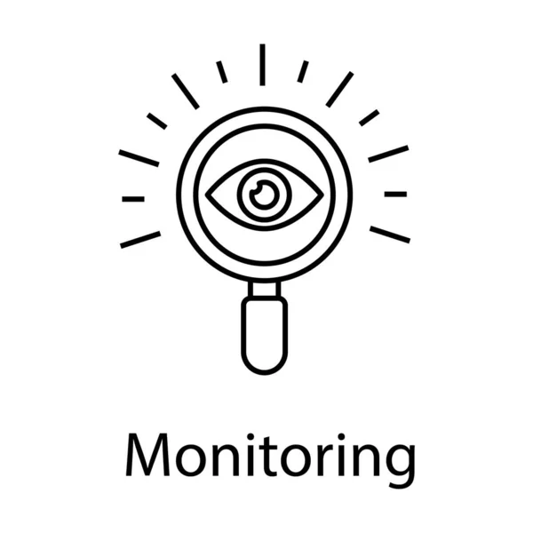 Análisis Ciberseguridad Icono Monitoreo Diseño Línea — Vector de stock