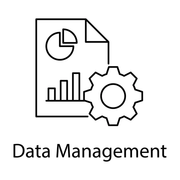 Configuration Base Données Seo Vecteur Gestion Données Style Ligne — Image vectorielle