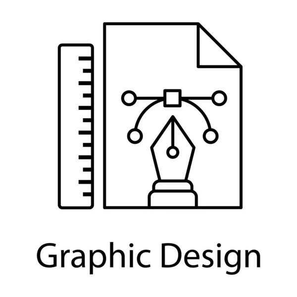 Projektowanie Narzędzi Kątem Geometrycznym Ikona Projektowania Graficznego Stylu Liniowym — Wektor stockowy