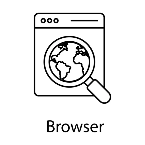 ソ検索の概念 ラインデザインのWebブラウザのアイコン — ストックベクタ