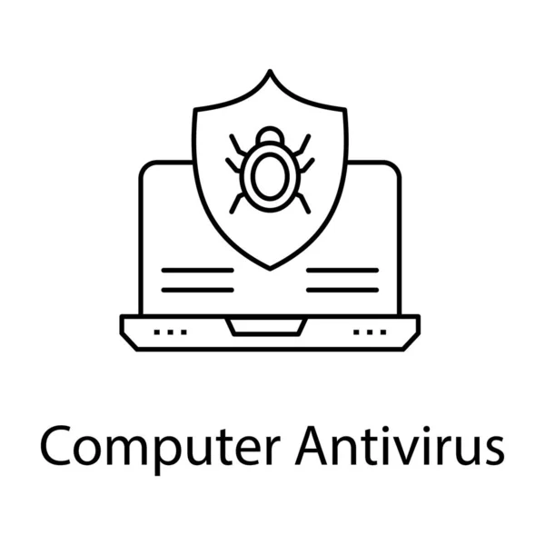 Web Sicherheitskonzept Symbol Des Computer Antivirus Linienvektors — Stockvektor
