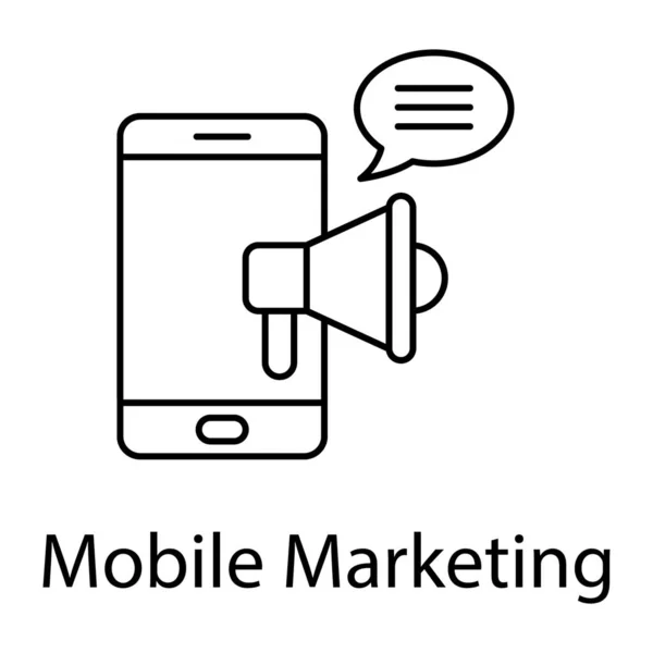 Ψηφιακή Προώθηση Εφαρμογών Εικονίδιο Mobile Marketing Line Design — Διανυσματικό Αρχείο