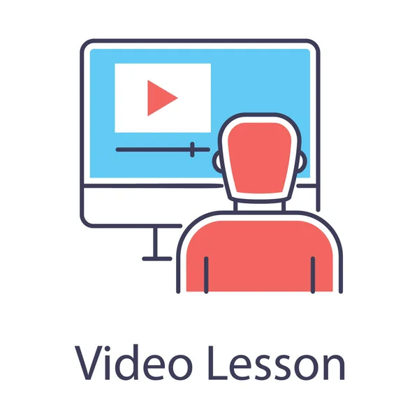 Video learning, video lesson  icon design flat vector