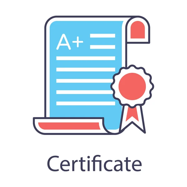 Dokument Úspěchu Ikona Certifikátu Plochém Provedení — Stockový vektor