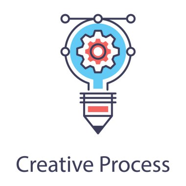 Düz tasarımda yenilikçi öğrenme, yaratıcı süreç vektörü 