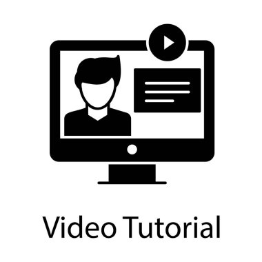 Video öğrenme, video öğretileri simge tasarımı doldurulmuş vektör 