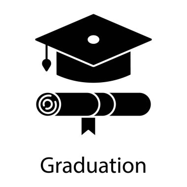 Mezuniyet, toplantı töreni aksesuar ikonu katı tasarım 